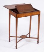 A George III satinwood and inlaid lady's writing table:, in the Sheraton taste,