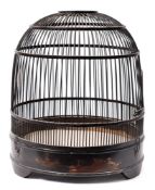 A chinoiserie bird cage: of domed outline, pediment lacking,