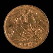 An Edward VII half sovereign dated 1907.