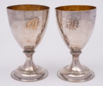 A pair of George III silver goblets, maker Samuel Godbehere & Edward Wigan, London,