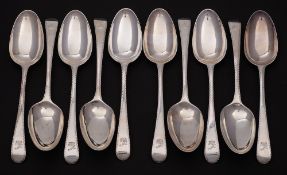 A set of ten George III Old English pattern table spoons, maker Thomas Chawner, London,