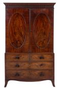 A George IV mahogany linen press:,