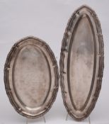 An Austro-Hungarian silver serving dish, stamped marks: of navette-shaped outline,