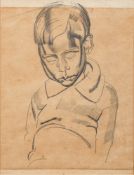 * Frank Dobson [1888-1963]- Portrait of a boy, half-length seated,:- pencil drawing 30 x 23cm.