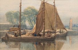 William Leighton Leitch [1804-1883]- Thames Barge,:- signed and dated 1856 bottom left watercolour,