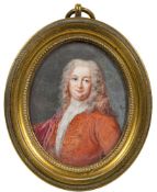 English School 18th Century - A miniature portrait of a gentleman,