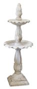 An Indian Mughal style two tier carved white marble fountain:,
