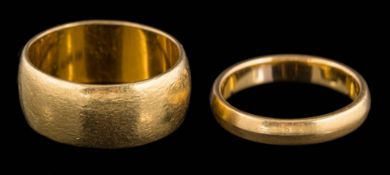 A 22ct gold band and a smaller 22ct gold band: approximately 12gms gross weight.