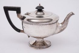 A George VI silver pedestal teapot, maker Walker & Hall, Sheffield,