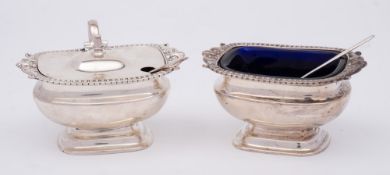 A pair of George V silver pedestal condiments, maker W & C Sissons, Sheffield,
