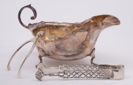 A pair of Edward VII silver sugar tongs, maker George Nathan & Ridley Hayes, Chester,