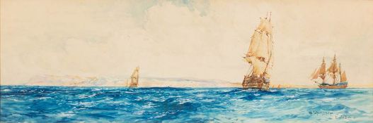 Charles Edward Dixon [1872-1934]- Off Cape Trafalgar,:- signed,