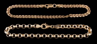 Two 9ct gold bracelets, 7gms gross weight.