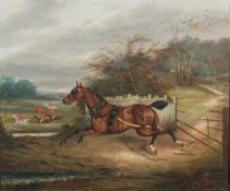 James Clark [1812-1884]- Runaway horse following the hunt,:- signed lower left oil on canvas,