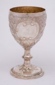 A George IV Irish silver wine goblet, maker James Scott, Dublin, 1827: crested,