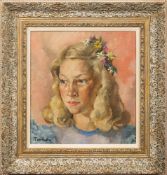 * Olwen Tookey [1910-1955]- Rebecca,:- signed, oil on canvas, 32 x 30cm.