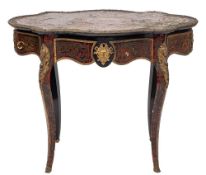 A 19th Century French ebonised Boulle work and gilt metal mounted centre table:,
