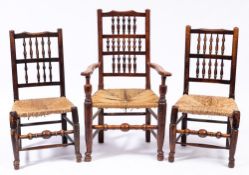 A harlequin set of eight early 19th Century oak,