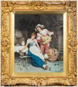 Alessandro Sani [1856-1927]- Flirtation,:- signed bottom right oil on canvas, 49 x 40cm.