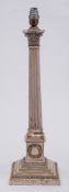 A large electro-plated Corinthian column lamp: with acanthus decorated capital,