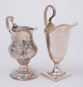 A George III silver pedestal cream jug, maker's mark worn, London,