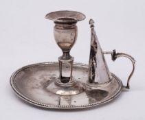 A George III silver chamberstick, maker Richard Rugg II, London, 1783: crested,