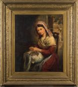 Edward John Cobbett [1815-1899] - The Lacemaker,:- signed bottom right oil on canvas, 59 x 49cm.