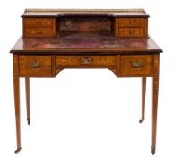 A lady's Edwardian rosewood and marquetry writing desk:,