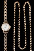 A lady's 9ct gold Gradus quartz wristwatch and a 9ct gold necklace: with barrel clasp.