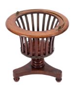A 19th Century mahogany brazier type jardiniere:, inlaid with boxwood lines,