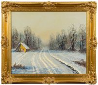 * Wiktor Korecki [1890-1980]- Winter landscape,:- signed oil on canvas, 49 x 60cm.