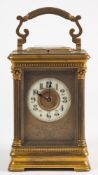 An Anglaise French striking carriage clock: the eight-day duration movement having a platform lever