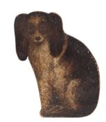 A 19th Century painted dummy board figure in the form of a seated King Charles spaniel:,
