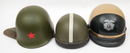 An American State Marshal Motorcycle helmet by Bell: together with a German Dispatch rider's helmet