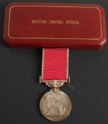 A George VI British Empire Medal to '2184599 Sgt Anthony W Jones RE' in case of issue.
