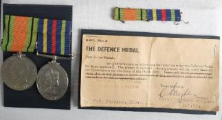 A WWII Civil Defence pair to F H Perkins: comprising The Defence Medal and Civil Defence Long