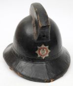 A mid 20th century Sunderland Fire Brigade Merryweather pattern cork helmet: black with high comb