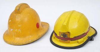 A mid 20th century Cromwell pattern fireman's helmet by Helmets Ltd: style F 535 in yellow with