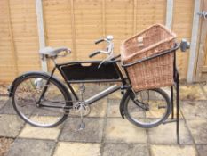 An mid 20th century low gravity tradesman's delivery or 'Butcher's' bike: the black frame with