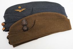 An RAF forage cap: together with an army forage cap with flaming grenade and Griffin Regimental