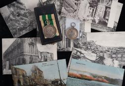 Two Messina Earthquake Commemorative Medals, 1908: one is case of issue, the other loose,