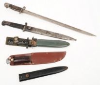 A WWI British 1907 pattern bayonet: together with a Mauser pattern bayonet in scabbard,