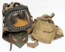 A WWII Infant gas mask: together with a collection of miscellaneous canvas bags,