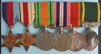 A WWII group of six to 'S/Sgt J A Bagg SAAPC': 1939-45 Star, Africa Star, Defence Medal, War Medal,