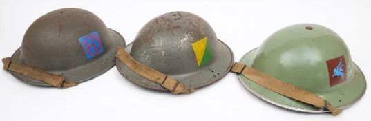 Two WWII Mk II 2C pattern steel helmets:,