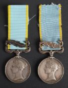 Two Victorian Crimea Medals with clasps: both in poor condition,