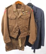 A WWII period Glamorgan Home Guard battledress blouse and trousers: together with a later RAF tunic.