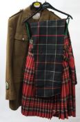 A Scots Light Infantry uniform: together with a Stewart tartan kilt and a pair of trousers