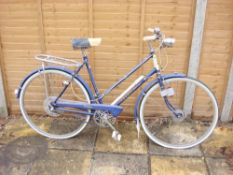 A Raleigh 'Trent Tourist' lady's bicycle: blue step through frame with original transfers,