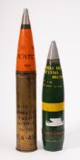An inert British 105mm High Explosive shell: together with an inert 90mm shell and casing (2)